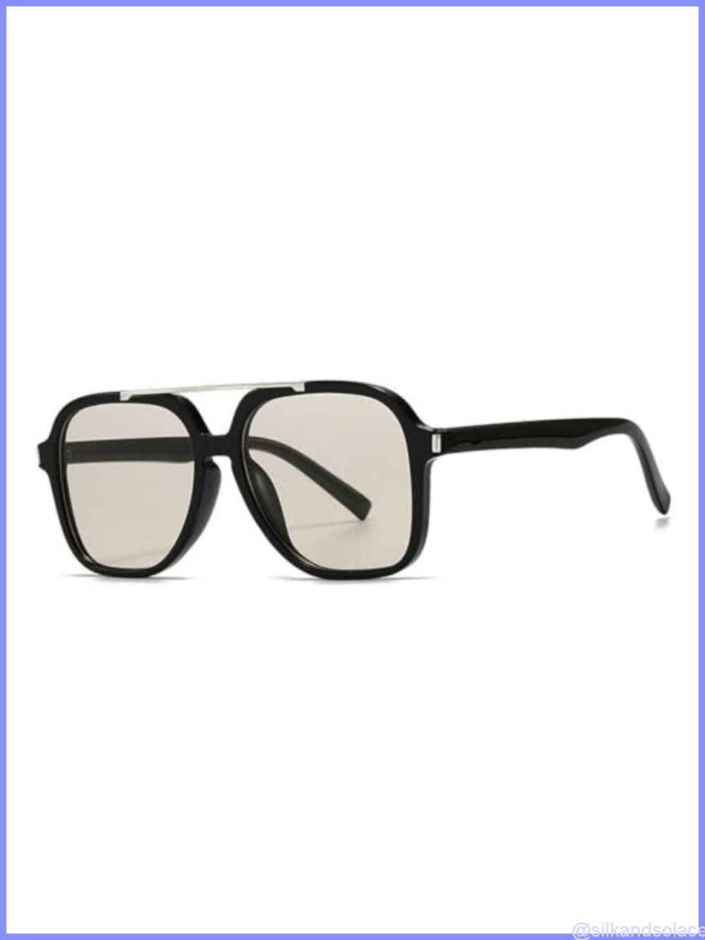 Retro Square Pilot Sunglasses Double Bridge Oversized UV Protection Unisex
